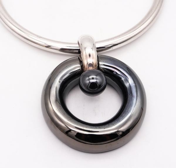 Takashi Wada Torque Geometric Necklace In Blackened Polished .925 Sterling Silver
