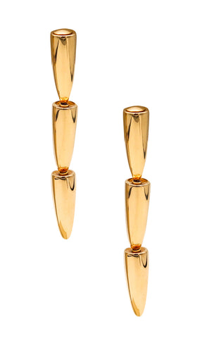 *Vhernier Milano Calla long drops Clips Earrings in 18 Kt Yellow Gold