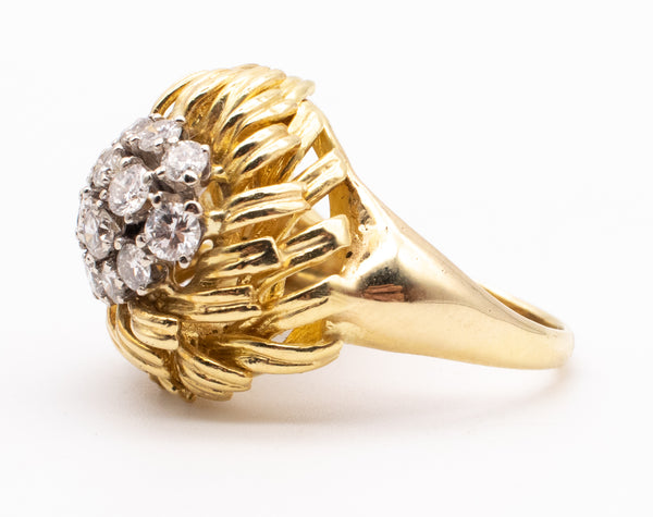 MID CENTURY 18 KT GOLD & PLATINUM RING WITH 1.15 Cts OF DIAMONDS