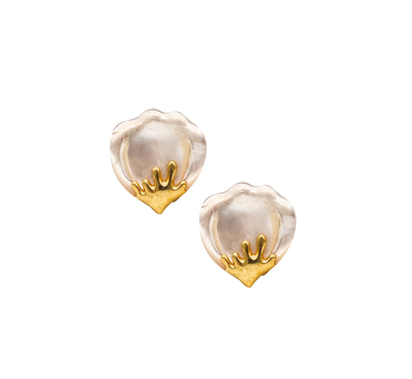 Tiffany Co. By Angela Cummings Petals Earrings In 18Kt Yellow Gold With White Nacre