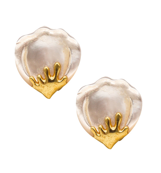 Tiffany Co. By Angela Cummings Petals Earrings In 18Kt Yellow Gold With White Nacre