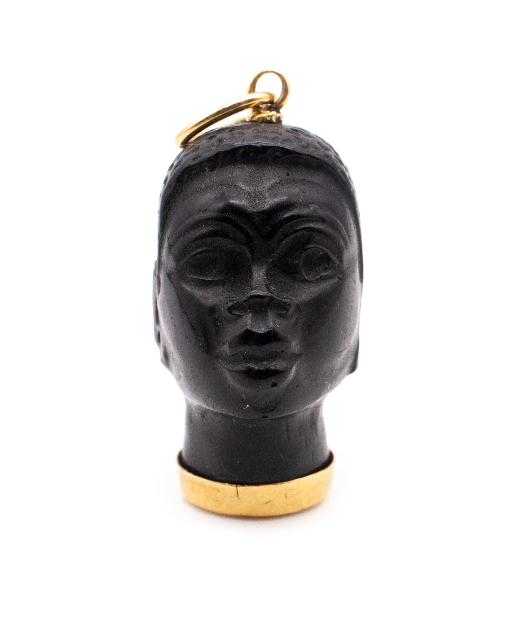 CORLETTO BLACKAMOOR 18 KT GOLD CARVED EBONY HEAD  OF A NUBIAN PRINCE