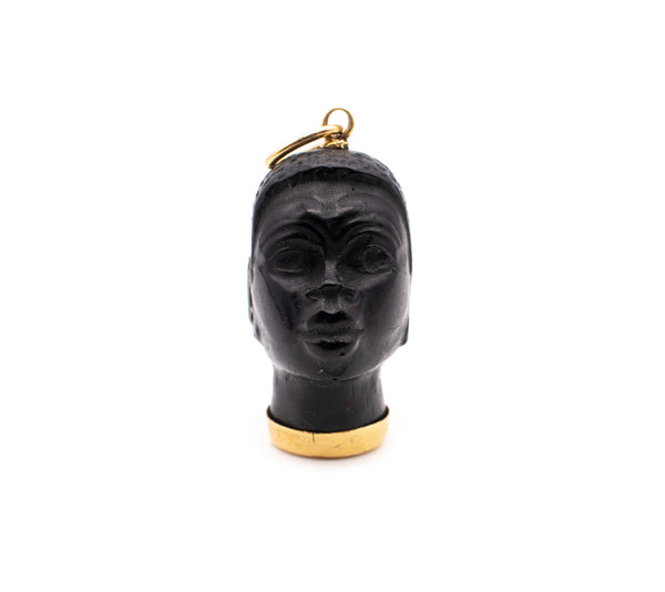 CORLETTO BLACKAMOOR 18 KT GOLD CARVED EBONY HEAD  OF A NUBIAN PRINCE