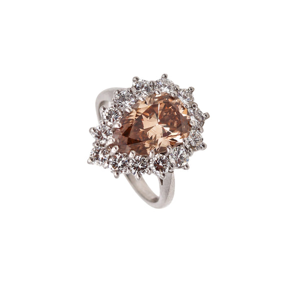 *Modern Halo Cocktail Ring in Platinum with 4.31 Cts in Fancy Diamonds