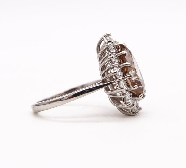 *Modern Halo Cocktail Ring in Platinum with 4.31 Cts in Fancy Diamonds