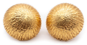 TIFFANY & CO. NEW YORK 1950 BUTTONS EARRINGS IN TEXTURED 18 KT YELLOW GOLD
