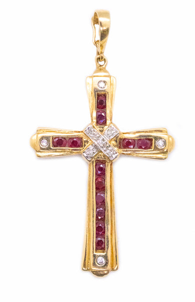 CROSS IN 14 KT WITH 1.29 CT RUBY AND DIAMONDS