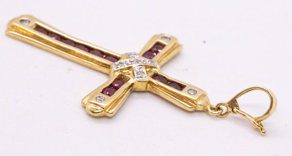 CROSS IN 14 KT WITH 1.29 CT RUBY AND DIAMONDS