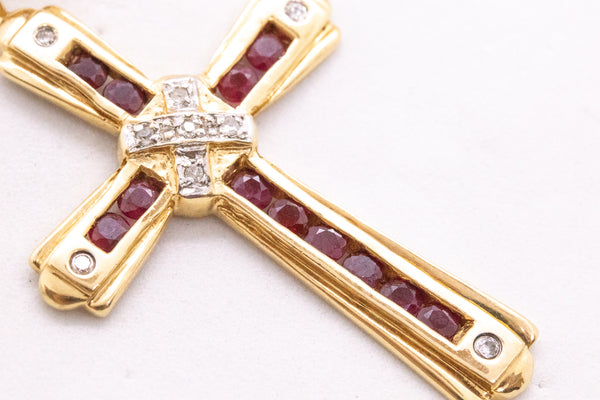 CROSS IN 14 KT WITH 1.29 CT RUBY AND DIAMONDS