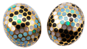Angela Cummings Studios Dots Clips Earrings In 18Kt Yellow Gold With Black Jade And Opals