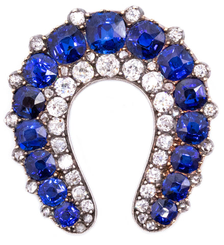 *Cartier Paris 1900 Gia certified Edwardian brooch in 18 kt with 9.57 Ctw Pailin sapphires & diamonds