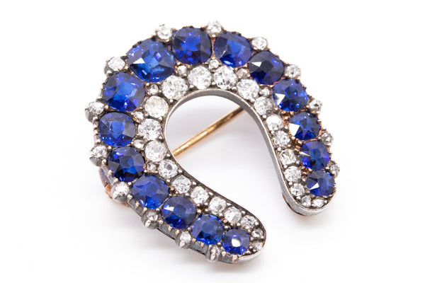 *Cartier Paris 1900 Gia certified Edwardian brooch in 18 kt with 9.57 Ctw Pailin sapphires & diamonds