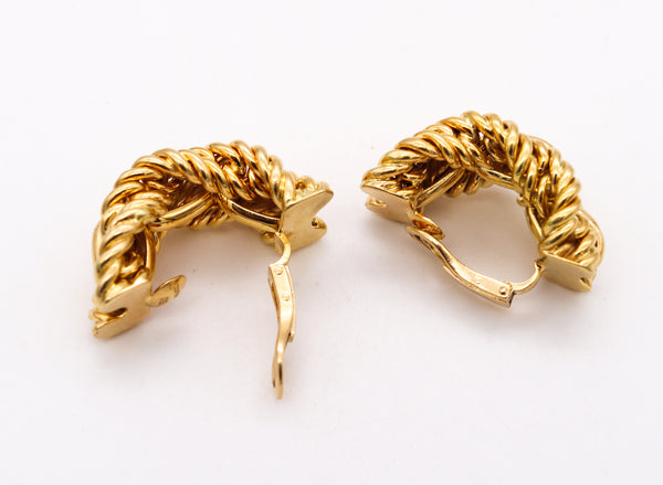 Tiffany Co France 1970 Donald Claflin Rope Clips Earrings In Solid 18Kt Yellow Gold