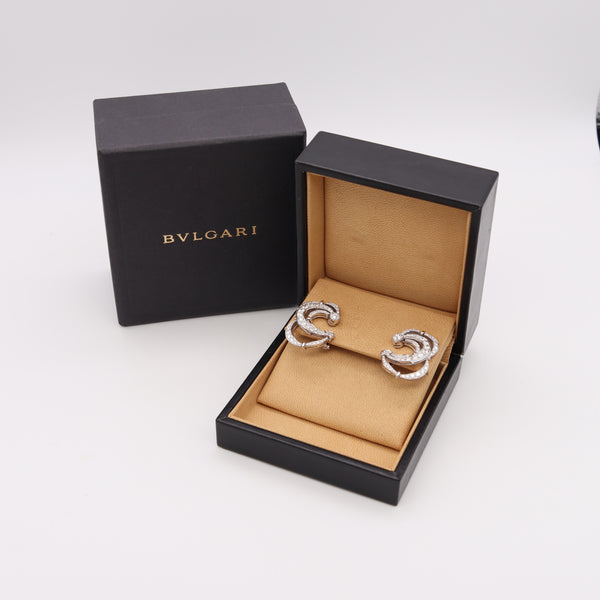 Bvlgari Roma Clips Earrings In 18Kt White Gold With 5.76 Cts In VS Diamonds