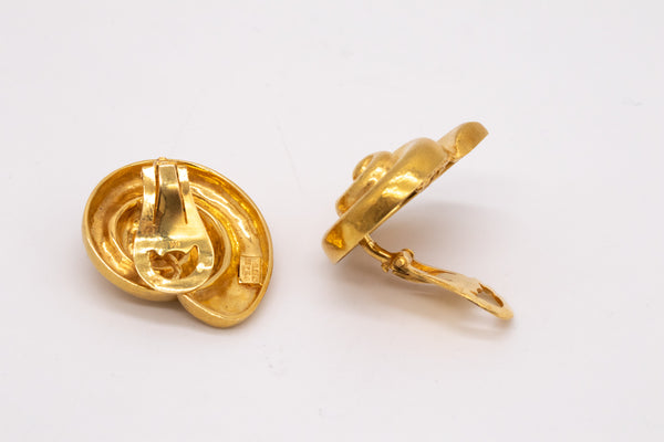 ZOLOTAS GREECE VINTAGE SWIRL EARCLIPS IN HAMMERED 18 KT YELLOW GOLD