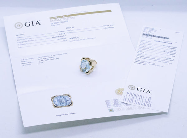 GEORG JENSEN GIA CERTIFIED 32 CARATS AQUAMARINE 18 KT UNIQUE RING