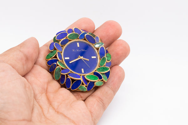AGUSTIN JULIA-PLANA 1960'S PENDANT WATCH IN 18 KT GOLD WITH JADEITE AND LAPIS