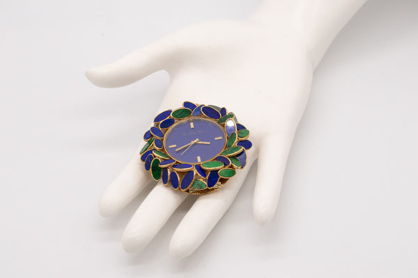 AGUSTIN JULIA-PLANA 1960'S PENDANT WATCH IN 18 KT GOLD WITH JADEITE AND LAPIS