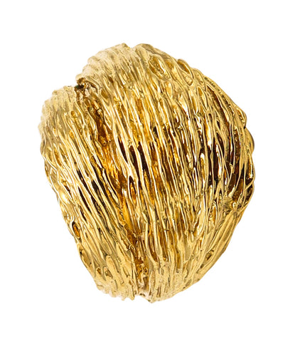 Van Cleef & Arpels Textured Bombe Cocktail Ring In Solid 18Kt Yellow Gold