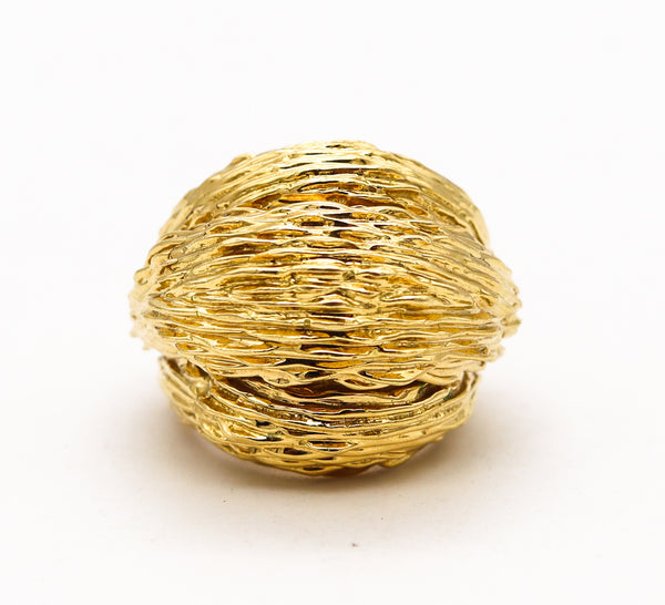 Van Cleef & Arpels Textured Bombe Cocktail Ring In Solid 18Kt Yellow Gold