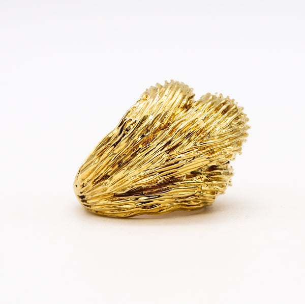 Van Cleef & Arpels Textured Bombe Cocktail Ring In Solid 18Kt Yellow Gold