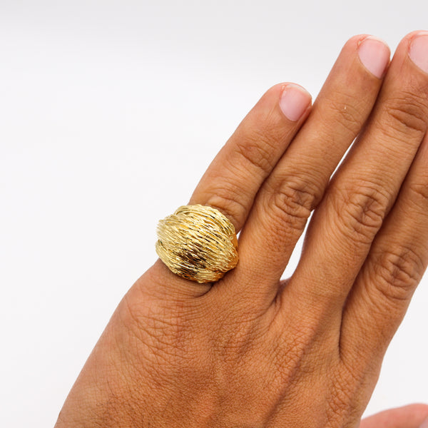 Van Cleef & Arpels Textured Bombe Cocktail Ring In Solid 18Kt Yellow Gold