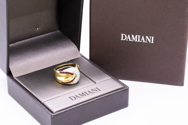 DAMIANI 18 KT GOLD RING WITH DIAMONDS AND BURMA RUBY