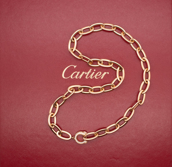 CARTIER PARIS 18 KT ROSE GOLD C DE CARTIER NECKLACE WITH VVS DIAMONDS