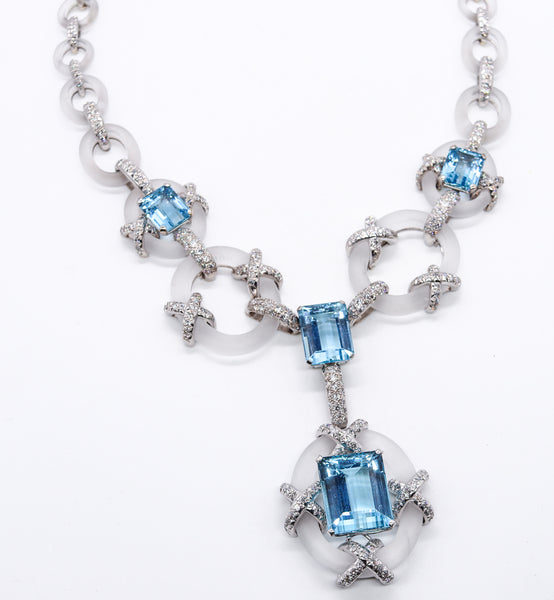 Kutchinsky London 1970 Convertible Collar In Platinum With 154.2 Cts In Diamonds Aquamarines & Rock Quartz