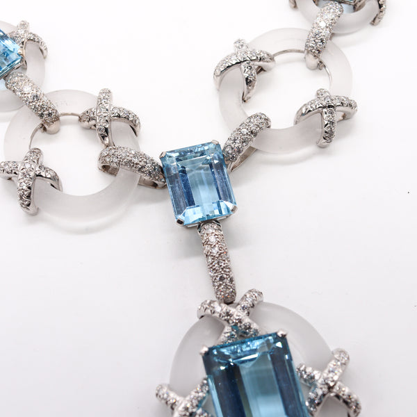 Kutchinsky London 1970 Convertible Collar In Platinum With 154.2 Cts In Diamonds Aquamarines & Rock Quartz