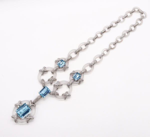 Kutchinsky London 1970 Convertible Collar In Platinum With 154.2 Cts In Diamonds Aquamarines & Rock Quartz