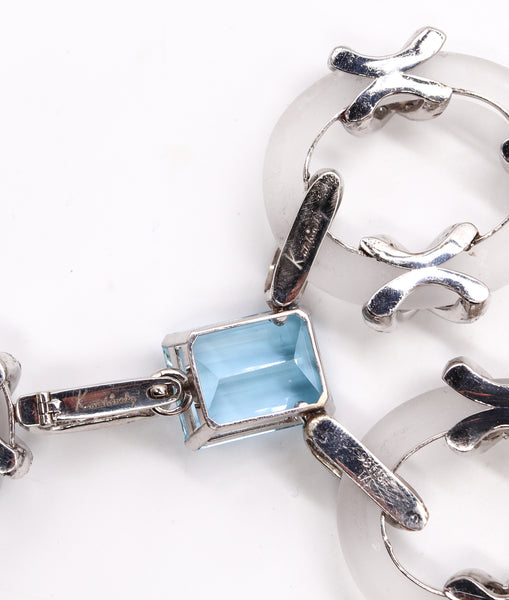 Kutchinsky London 1970 Convertible Collar In Platinum With 154.2 Cts In Diamonds Aquamarines & Rock Quartz