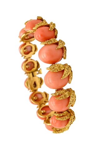 Fred of Paris 1970 Bracelet In Textured 18Kt Yellow Gold With Graduated Corals