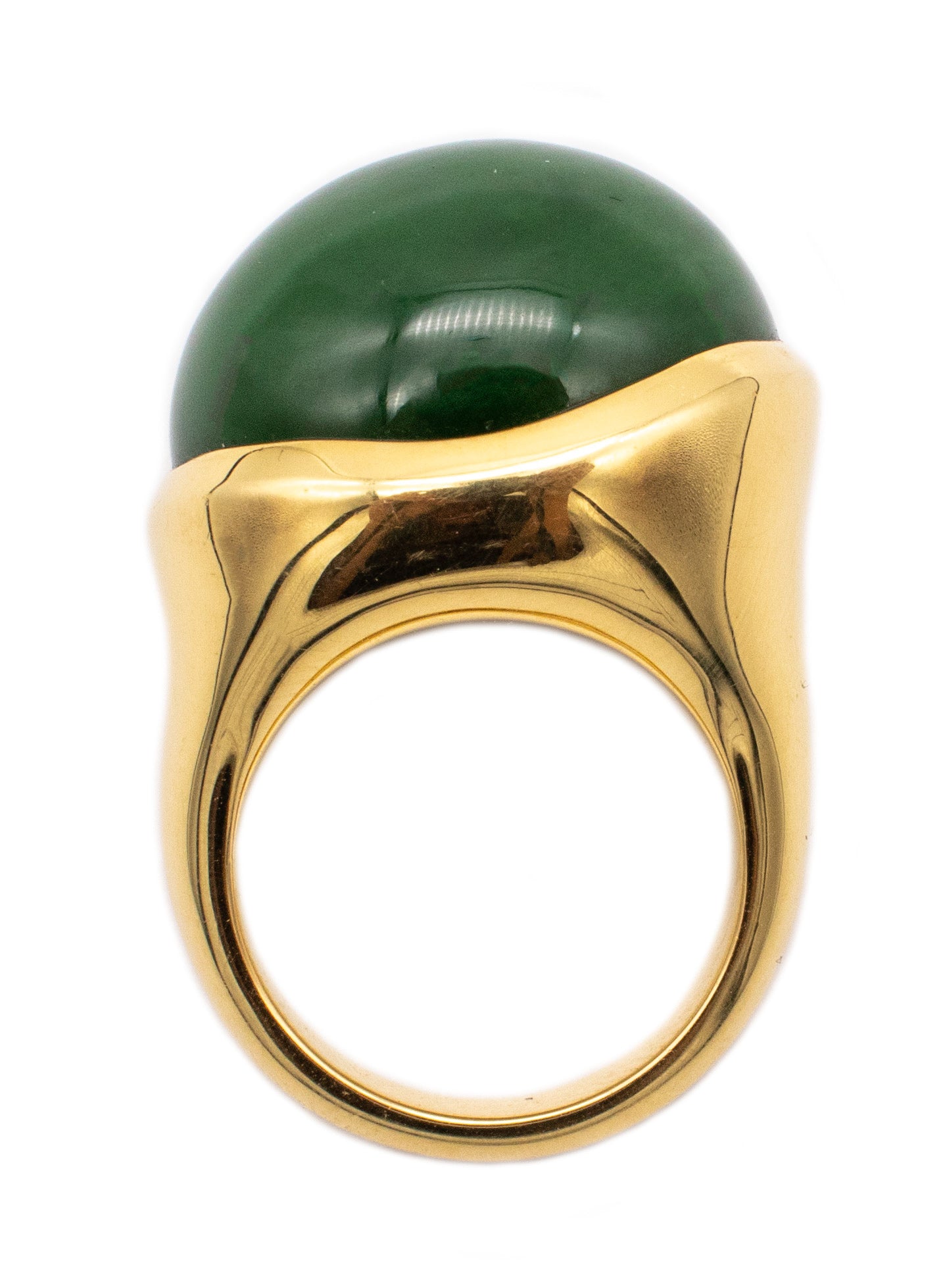 TIFFANY & CO. 1990 BY ELSA PERETTI 18 KT GOLD RING WITH GREEN JADEITE JADE