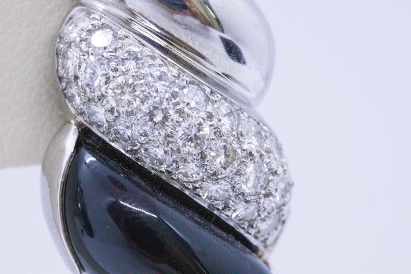 *Italian designer 18 kt gold earrings with 3.78 Cts diamonds & black onyx