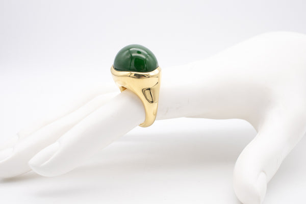 TIFFANY & CO. 1990 BY ELSA PERETTI 18 KT GOLD RING WITH GREEN JADEITE JADE