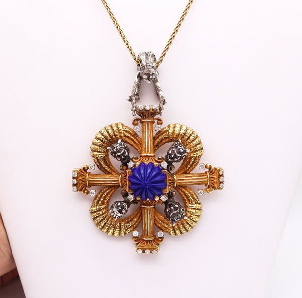 Erwin Pearl 1970 Renaissance Revival Pendant In 18Kt Gold With 31.94 Ctw In Diamonds And Lapis