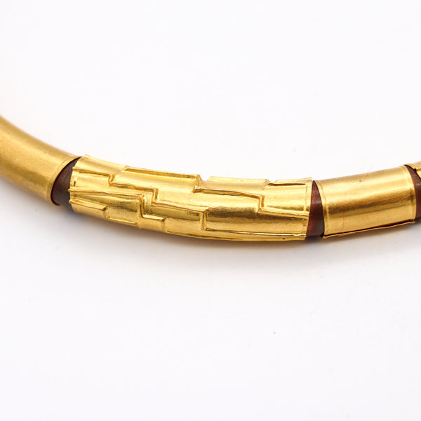 Thomas Gentille 1970 Rare Sculptural Necklace In 24Kt Yellow Gold And Copper