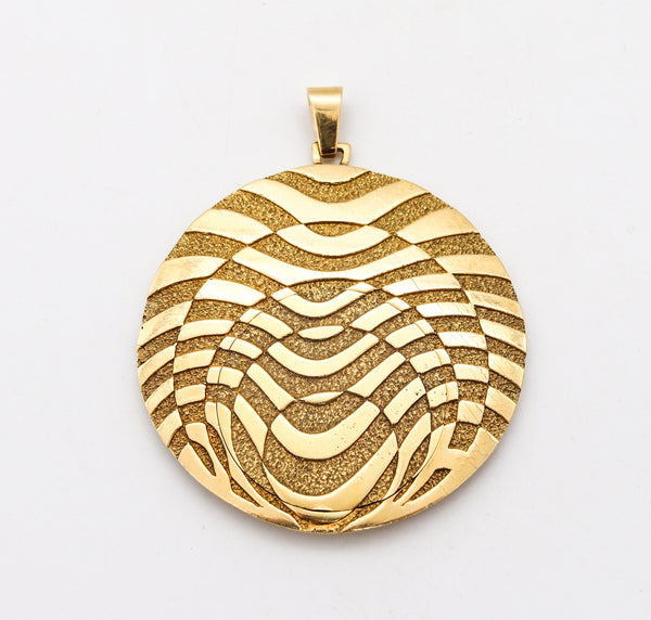 George L'Enfant 1970 For Rolex Watch Very Rare Op-Art Pendant In 18Kt Yellow Gold