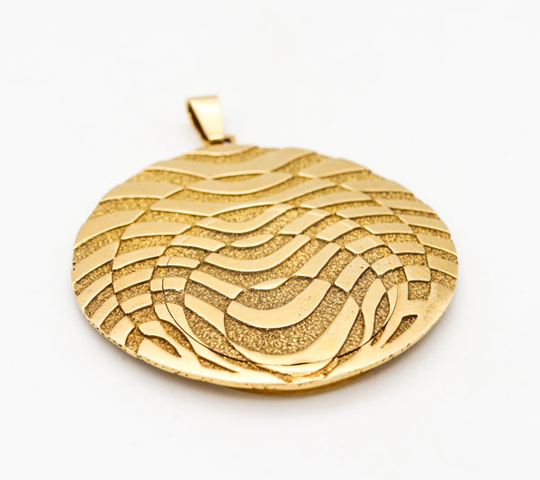 George L'Enfant 1970 For Rolex Watch Very Rare Op-Art Pendant In 18Kt Yellow Gold