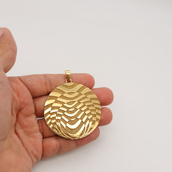 George L'Enfant 1970 For Rolex Watch Very Rare Op-Art Pendant In 18Kt Yellow Gold