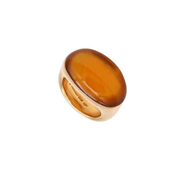 Vhernier Milano Oliva Cocktail Ring In Solid 18Kt Gold With Oval Opalescent Quartz