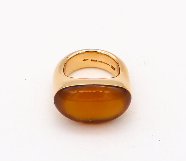 Vhernier Milano Oliva Cocktail Ring In Solid 18Kt Gold With Oval Opalescent Quartz