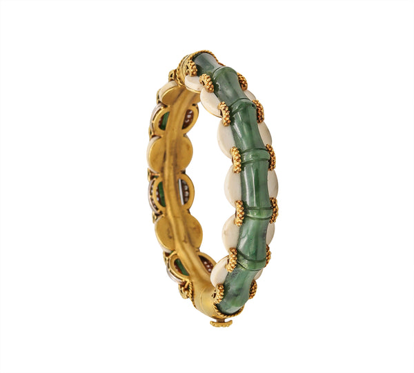 *H Stern 1950 Brazil Very Rare Bracelet in 18kt gold with 1.62 Cts Diamonds & Nephrite Jade