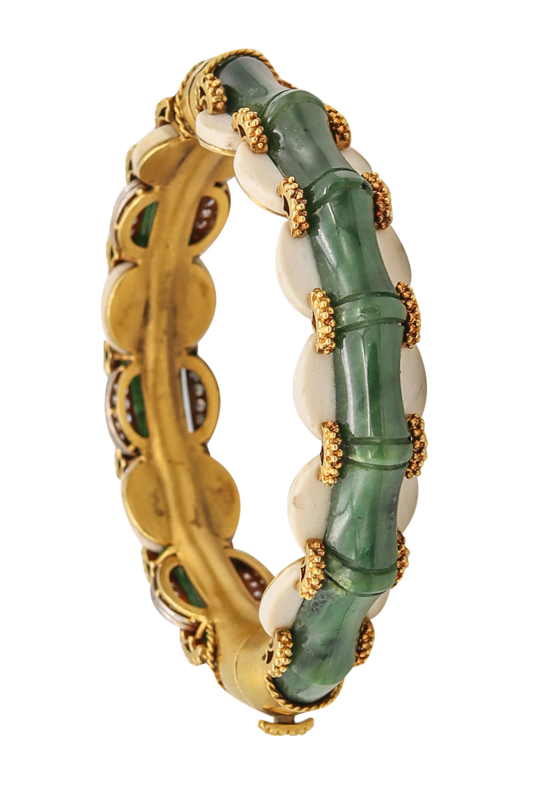 *H Stern 1950 Brazil Very Rare Bracelet in 18kt gold with 1.62 Cts Diamonds & Nephrite Jade