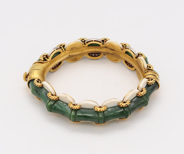 *H Stern 1950 Brazil Very Rare Bracelet in 18kt gold with 1.62 Cts Diamonds & Nephrite Jade