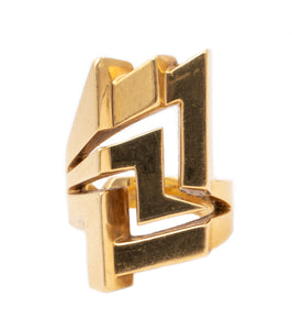 ALAN GIOVANNETTI, 1976 STUDIO, 18 KT GEOMETRIC SCULPTURAL UNISEX RING