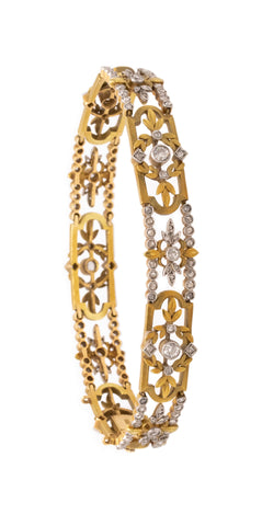 FRENCH AUSTRIAN 1860 NEO-CLASSIC BRACELET IN 18kt gold & PLATINUM 2.55 Ctw OF DIAMONDS