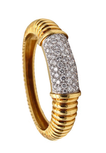 Kutchinsky 1972 London Bangle cuff In 18Kt Gold And Platinum With 7.56 Ctw In Diamonds