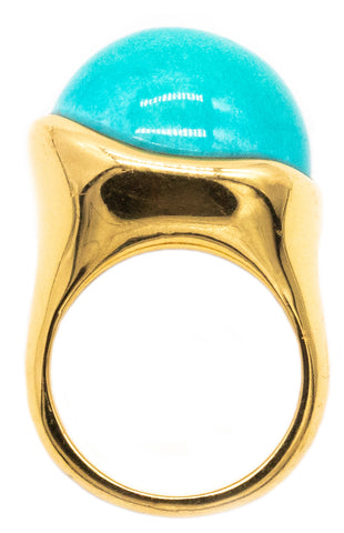 TIFFANY & CO. BY ELSA PERETTI 18 KT YELLOW GOLD RING WITH 25 CARATS TURQUOISE